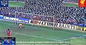 KEVIN RATCLIFFE SCORING EVERTON FC’S FIRST GOAL V LIVERPOOL FC – 22ND FEBRUARY 1986-ANFIELD