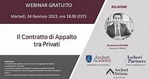 Webinar: Il Contratto di Appalto tra Privati