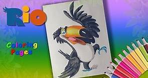 Rio Coloring Book. Toucan Rafael Coloring Pages for Kids