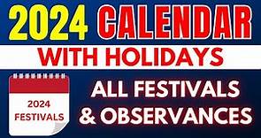 2024 Calendar With Holidays, Festivals, Events, Observances | List of All USA Holidays in 2024