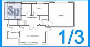 Autocad - 1/3 Dibujar el plano de una casa paso a paso en Autocad. Tutorial en español HD