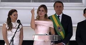 Brazilian first lady Michelle Bolsonaro signs her first speech