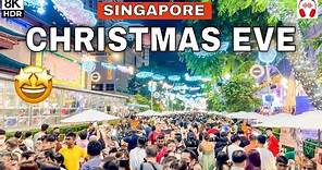 🇸🇬8K - Insanely Huge Crowd at Singapore Largest Christmas Eve Street Party 🎉🎄🤩