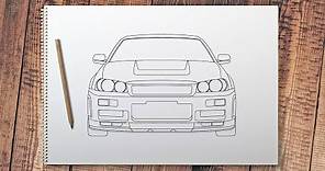 How to Draw a Nissan Skyline R34 GT-R
