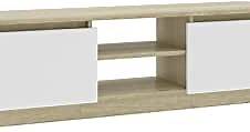 vidaXL TV Stand, TV Unit for Living Room, Sideboard with Compartment, Entertainment Center Media Unit, Modern, White and Sonoma Oak Engineered Wood