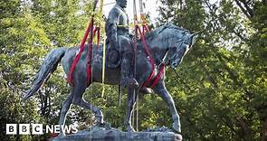 Charlottesville takes down Robert E Lee statue that sparked rally