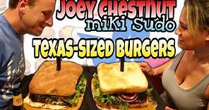 14 LBS OF BURGERS | JOEY CHESTNUT & MIKI SUDO | KENNYS BURGER JOINT | BIG TEXAS FOOD CHALLENGE