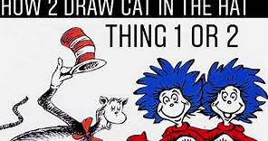 How to Draw Cat in the Hat - Easy Dr. Seuss step by step DRAWING Thing 1 or 2 | Mr. Schuette