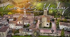 Vinci, birthplace of Leonardo da Vinci. Tuscany, Italy. 4K Drone Video