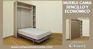 Mueble cama abatible en vertical sencillo y económico. ¡Gran ahorro de espacio!