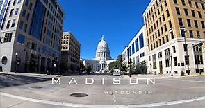 Driving Downtown Madison Wisconsin - 4K City Street View Tour