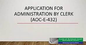 Administration by Clerk - Video Tutorial