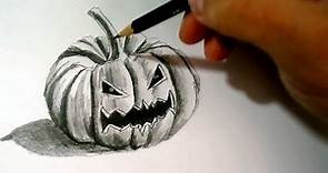 Como Dibujar una Calabaza de Halloween Realista con Lapiz muy Facil y Paso a Paso (10 a 14 años)