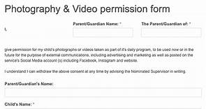 Photography/video consent form - Online form templates Australia