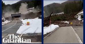 Japan earthquake: footage shows residents escaping Wajima landslide