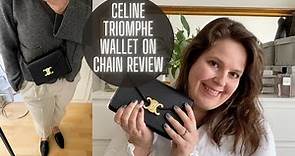 CELINE TRIOMPHE WALLET ON CHAIN REVIEW - WHAT FITS, MOD SHOTS, DETAILS & WITH AN ADDITIONAL STRAP