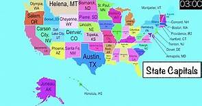 🔴 U.S.A. State Capital City Names, Locations. United States of America Map. USA Geography. History 🔴
