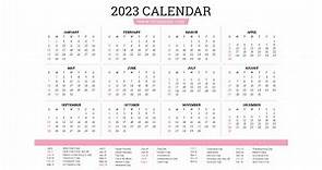 Printable Year 2023 Calendar Templates with Holidays - VL Calendar