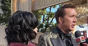 #NicolasCage and wife #RikoShibata hold hands on the #GoldenGlobes red carpet — also on Nicolas Cage’s 60th birthday! #AwardSeason