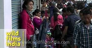 Crowd shopping on a street in Dimapur, Nagaland