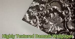 AMINAH DECO Thick Black Silver Damask Wallpaper Embossed Decorative WallCovering Vinyl Waterproof Wall Paper 20.8in x 393.70 in