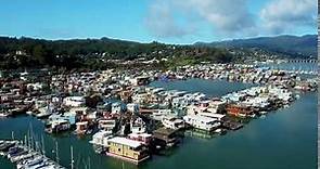 aerial view of sausalito floating homes in california
