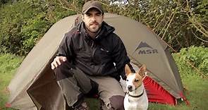 Man Alone Camping with His Dog - Twig Stove, Tent, Coastal Wild Camp