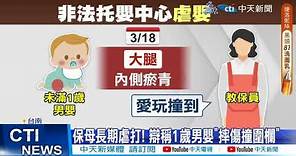 【每日必看】台南"非法"托嬰中心虐嬰! 1歲男嬰遭保母毆打"滿臉瘀青" 20230616 @CtiNews