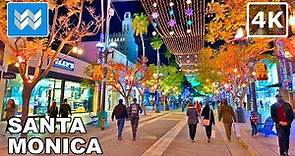 [4K] 🎄 Downtown Santa Monica, Los Angeles, California - 3rd Street Promenade Christmas Walking Tour