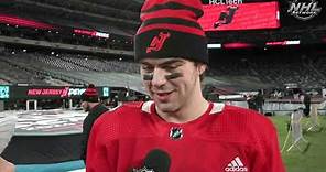 Nico Hischier on his first NHL outdoor game!