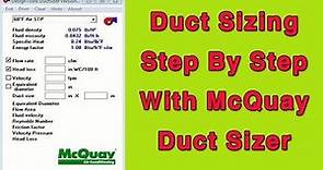 Duct Sizing Step By Step With McQuay Duct Sizer