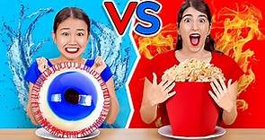 RED VS BLUE COLOR CHALLENGE || Eating Everything Only In 1 Color For 24 Hours By 123 GO! CHALLENGE