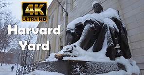 Harvard University | 4K Campus Walking Tour | Harvard Yard in the Snow