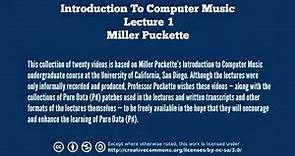 Miller Puckette MUS171 Lecture 1