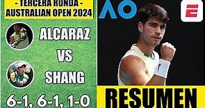 Carlos Alcaraz vs Shang Juncheng | RESUMEN HIGHLIGHTS | Tercera Ronda | Australian Open 2024