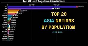 Top 20 Asia Countries by Population, (1950 - 2021) #asia #worldpopulation