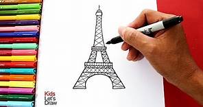Cómo dibujar la TORRE EIFFEL fácil (paso a paso) | How to draw The Eiffel Tower Easy!