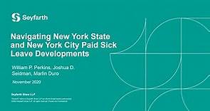 Seyfarth Webinar: Navigating New York City and New York State Paid Sick Leave Developments