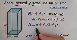 Área lateral y total de un prisma cuadrangular