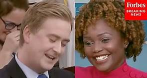 Press Corps Bursts Out Laughing During Rare Moment Of Karine Jean-Pierre/Peter Doocy Levity