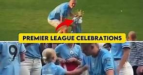Haaland playing with De Bruyne’s kids after celebrating with fans..