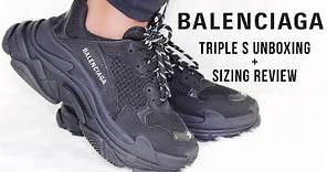 Balenciaga Triple S Sneaker Unboxing |First Impressions|Sizing +On Foot