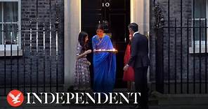 Rishi Sunak and his family light candles in Downing Street for Diwali
