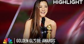 Michelle Yeoh Wins Best Actress in a Musical/Comedy Motion Picture | 2023 Golden Globe Awards on NBC