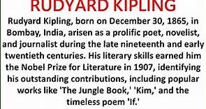 essay on rudyard kipling | 10 lines on rudyard kipling | 10 Lines about Rudyard Kipling