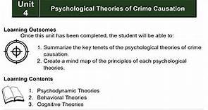 Psychological Theories of Crime Causation: Video Lecture