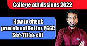 provisional list of BA PGGC sector-11 chandigarh|chandigarh college admissions