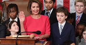 Pelosi takes oath of office with kids
