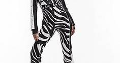 Topshop Sno ski suit with skinny flare in zebra print | ASOS