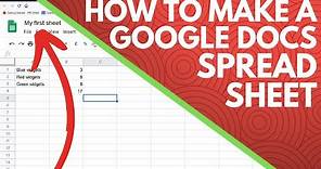 How to Create a Google Docs Spreadsheet